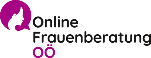 Bildliche Umrisse einer Frau mit Schriftzug Online Frauenberatung OÖ